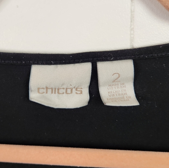 Chico's Black Slinky Knit Top 3/4 Sleeves Stretchy Tunic Office Work Wear Career - Picture 4 of 8